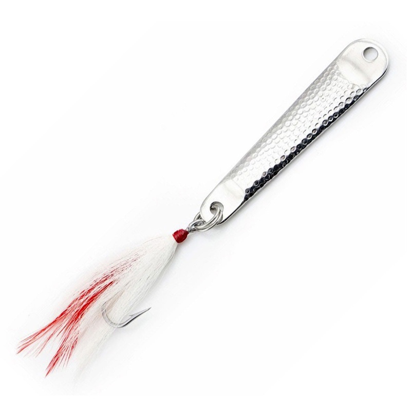 Hopkins No=EQL Hammered Spoon w/ Bucktail Single “J” Hook Stainless Steel 2-1/2″ 1/2oz