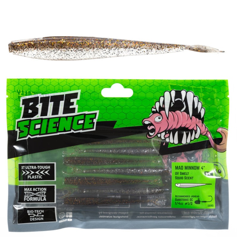 Bite Science Mad Minnow Soft Plastic Lure 4 Inch Bloodworm