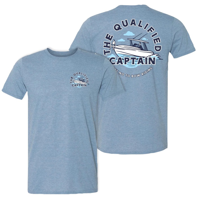 Qualified Captain No Bow Riding Tee Small Heather Indigo