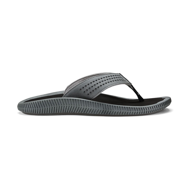 OluKai Mens Ulele Sandals-Dark Shadow/Black 8
