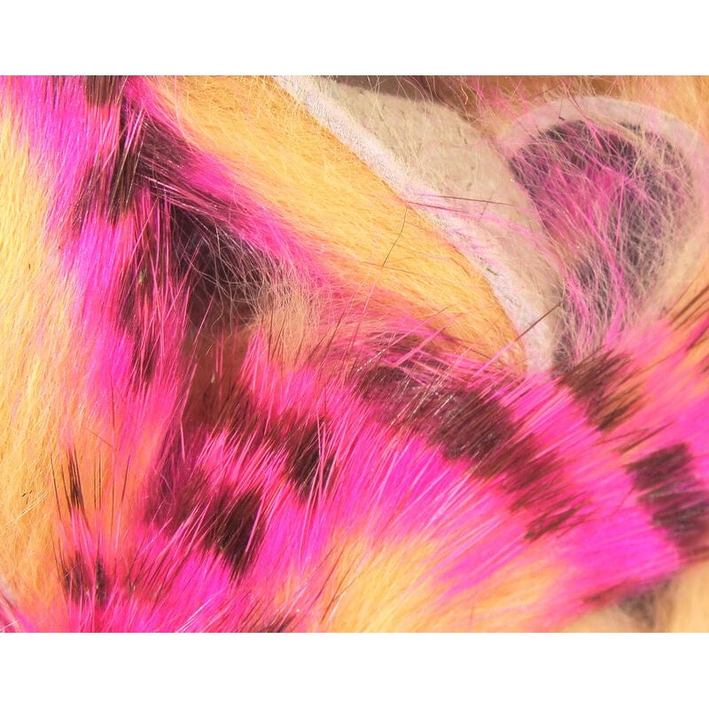 Tiger Barred Rabbit Strips 1/4″ Hot Pink Brown Over Shrimp Pink