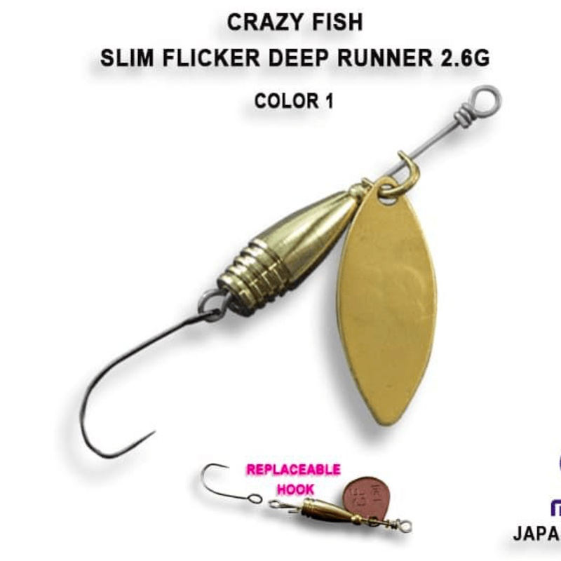 Cuillre tournante CRAZY FISH Slim Flicker Deep Runner 2.6g 1-MB