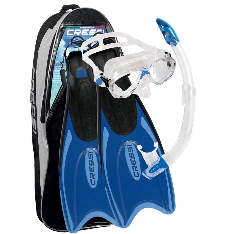 Cressi Palau Mask Snorkel Fin Set 2XS-XS Blue