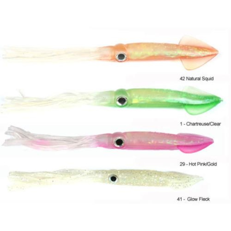 Tsunami Holographic Squid 4″ 6pk Chartreuse/Clear