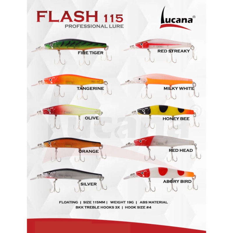 Lucana Flash 115 Hard Lure 11.5cm/19g, 1pcs/pkt Red Head