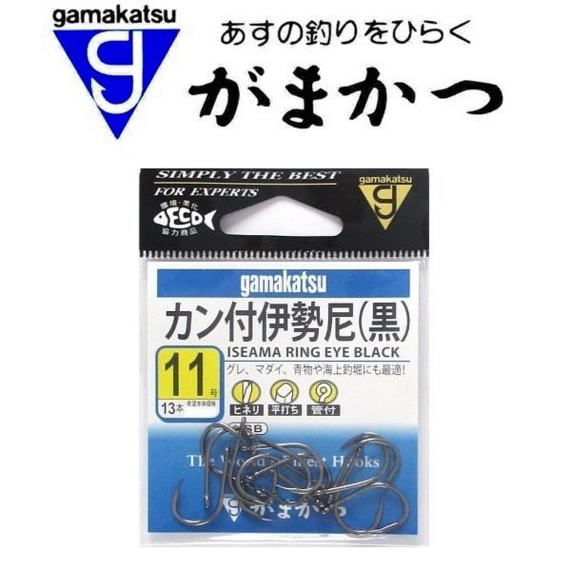Gamakatsu Iseama Ring Eye Hooks (Black) #5 (13pcs)