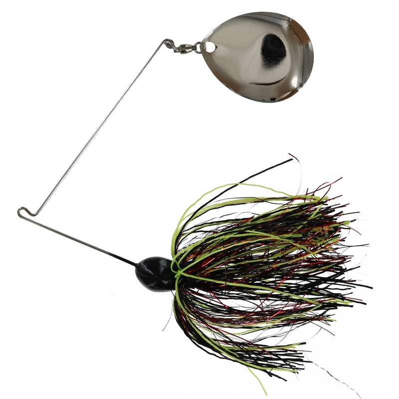 Georgia Blade Night Spinnerbait 800 Chartreuse Red Black Lumiflex Nickel Blade 1/2 oz