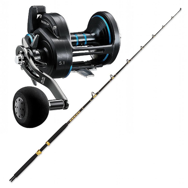 Multi-Purpose Combo Daiwa Saltist Star Drag Power Gear 40P Reel with CHAOS Live Bait Rod K 15-50 7FT