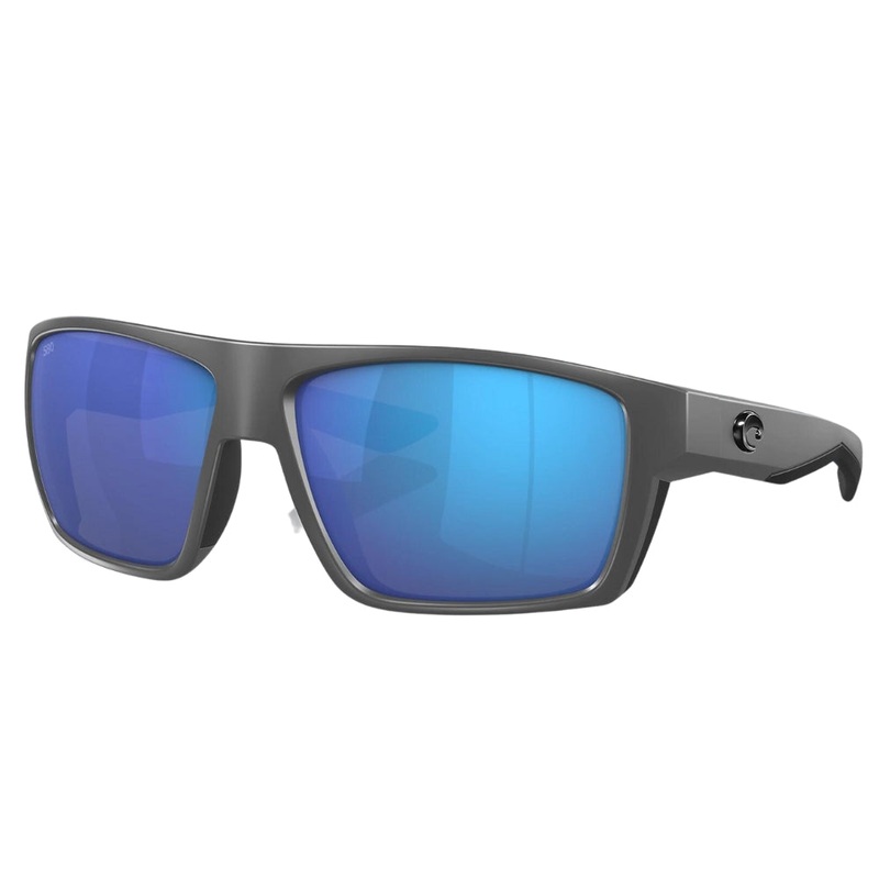 Costa Bloke Polarised Glass Sunglasses Matte Grey Black Frame / Blue Mirror