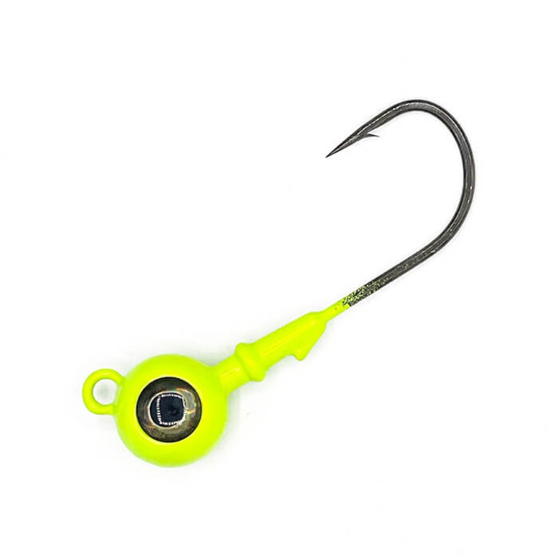 Angry Jigs Round Head Jigs Chartreuse 1/2oz 2pk