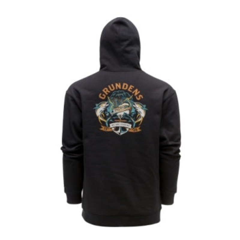Grundens Displacement DWR Hoodie – Tuna Tattoo Black MD