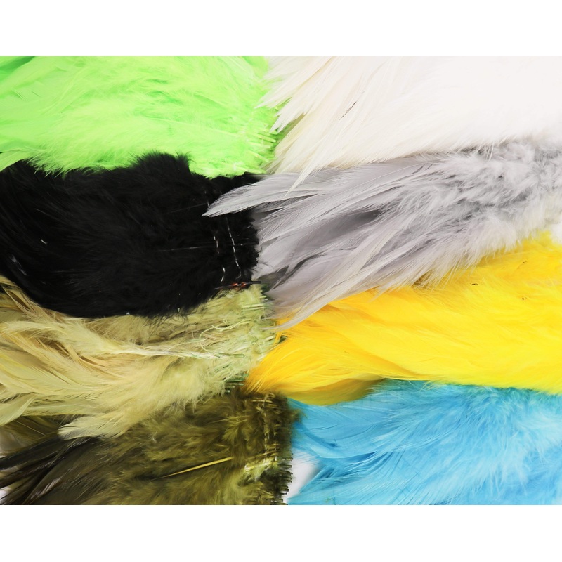 Dyed over White Strung Chinese Saddle Hackle 1/4 oz White