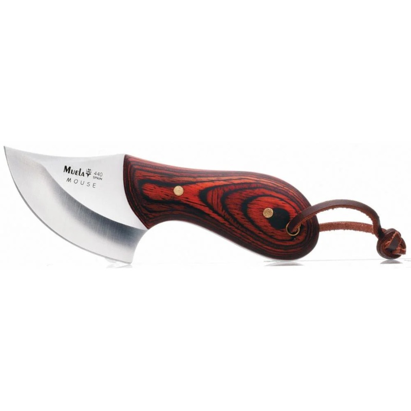 Muela Mouse 6R Skinner Knife Pressed Coral Wood Handle