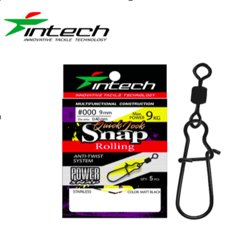 Agrafe Leurre  INTECH Quick Lock Snap Rolling Matt Black (sachet) #00 – 5pc