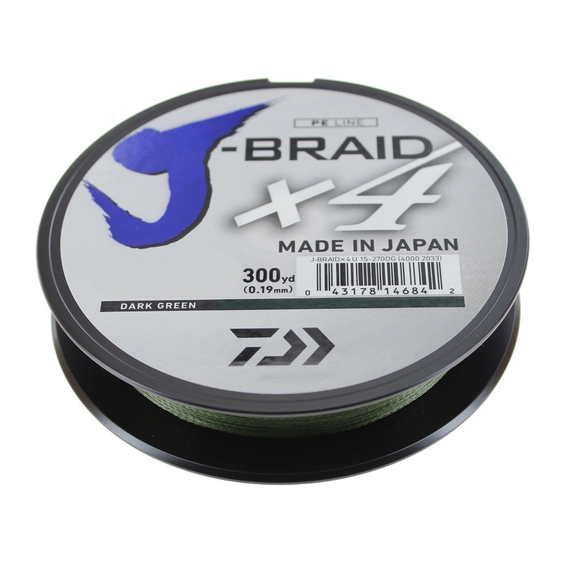 Daiwa J-Braid X4 Braided Line Dark Green 300Yd in 10lb