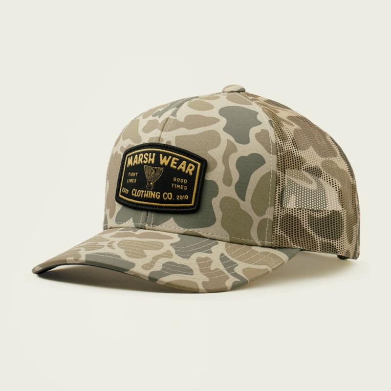 Marsh Wear Tight Lines Trucker Hat O/S Khaki Mallard Camo