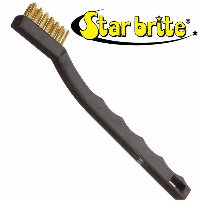 Starbrite Detail Wood Brush With Plastic Handle BRASS