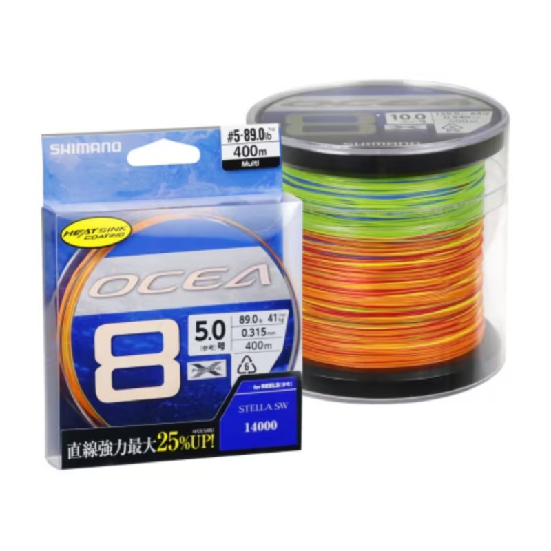 Shimano Ocea 8 Braid PE3.0/58LB 400M MULTI COLOUR