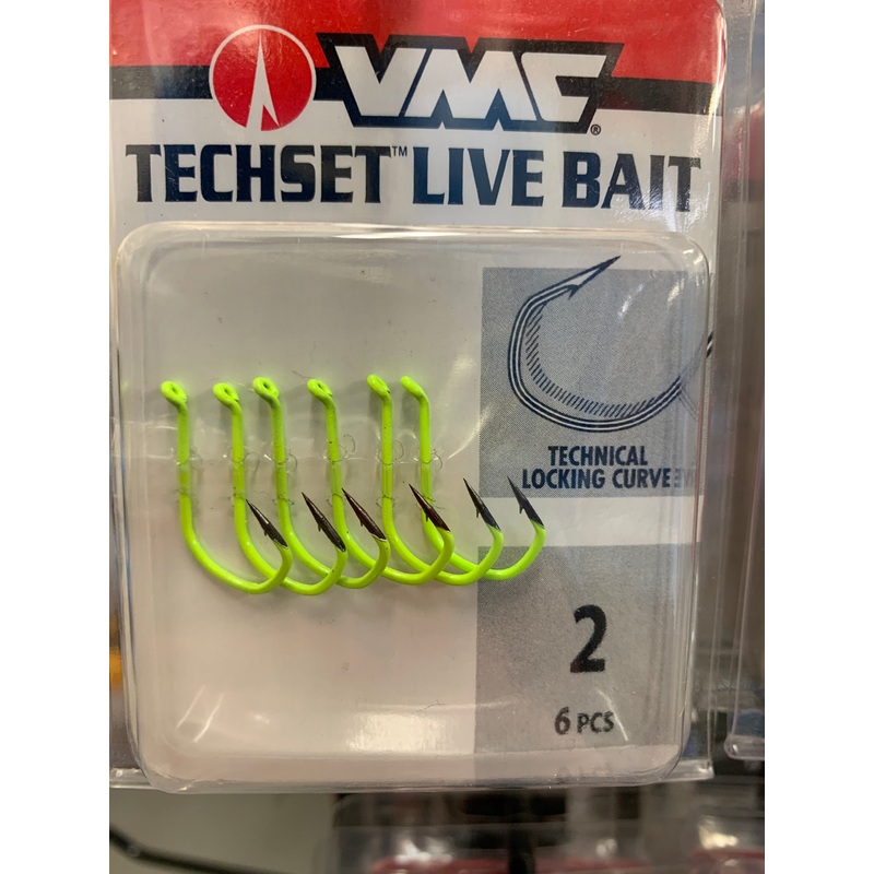 VMC Techset Live Bait Hooks Flo Chartreuse 1 6