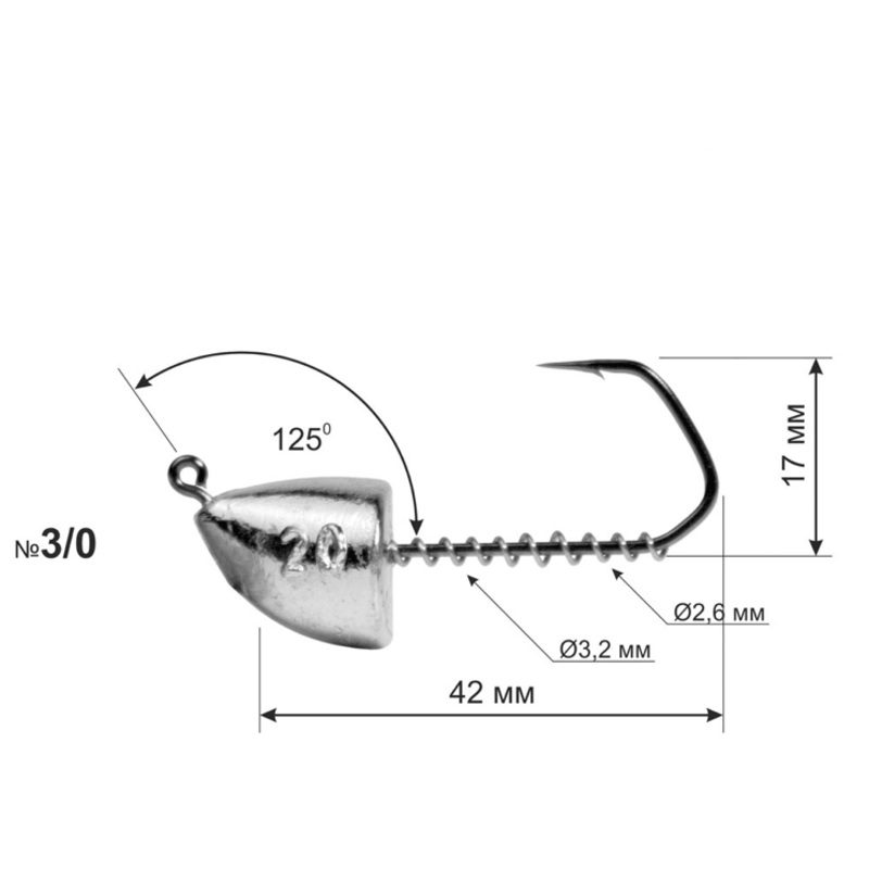 Ttes plombes “Balle” DS Barbarian Hook H3/0 (42 mm) 10gr (3pcs)