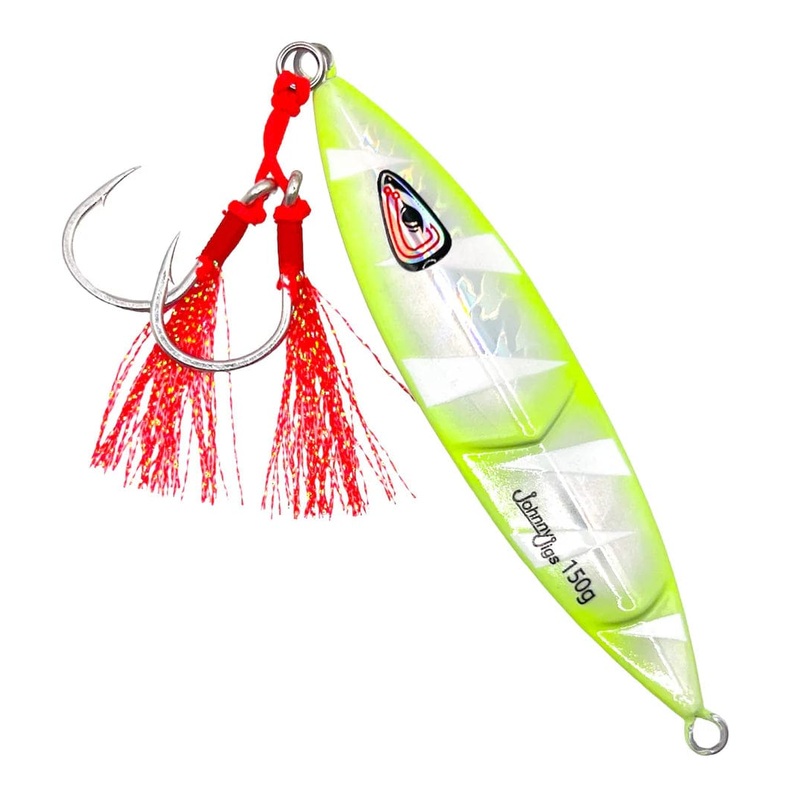 Johnny Jigs Ridged Slow Pitch Jig – Pre-rigged Pink/Blue 60g