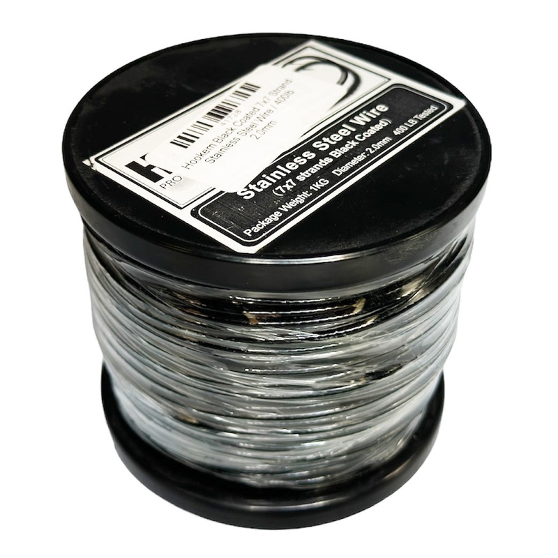 Hookem Black Coated 7×7 Strand Stainless Steel Wire 100LB 1.0mm