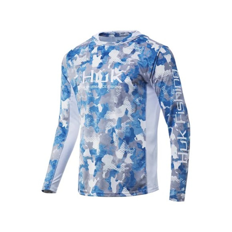 Huk Men’s Icon X Refraction Camo Vented Hoodie H1200287 Ice Boat (459) Small