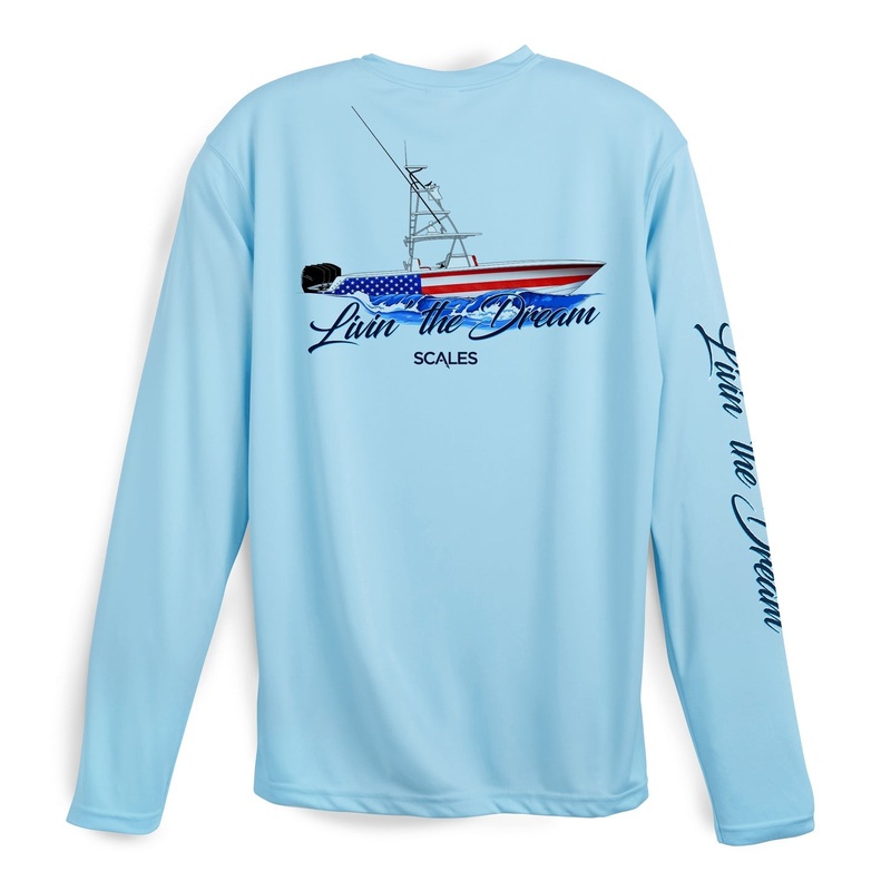 SCALES Living The Dream Long Sleeve Performance Shirt Light Blue Small