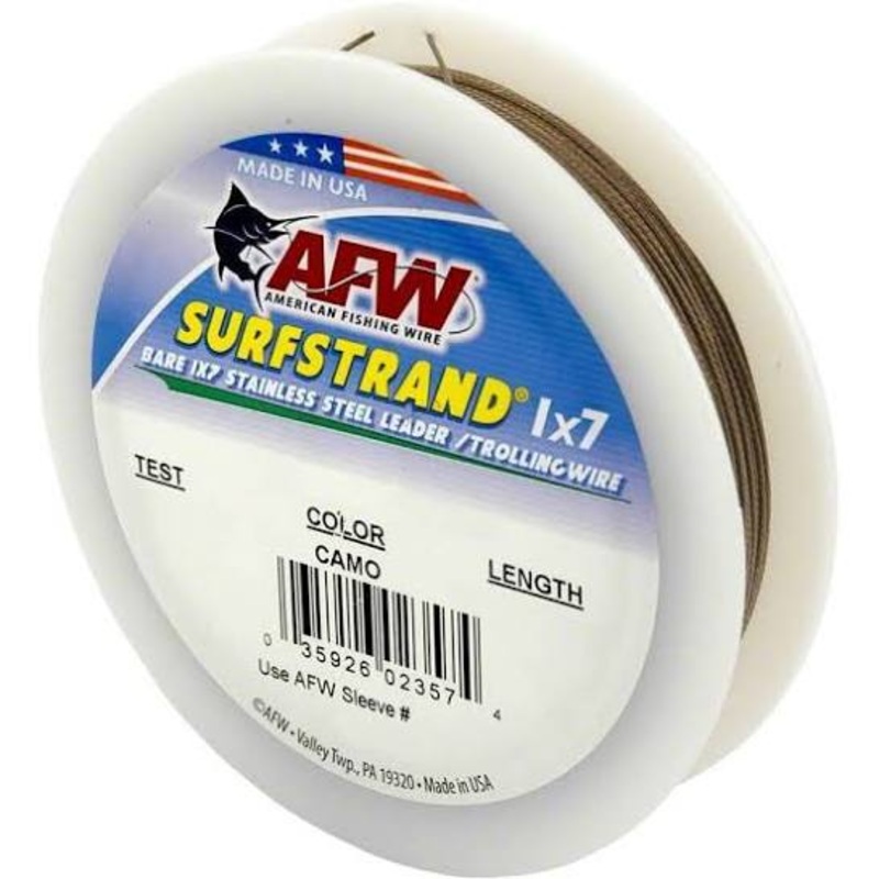 AFW Surfstrand 1×7 Stainless Steel Leader 300ft Cable 40lb Camo Brown