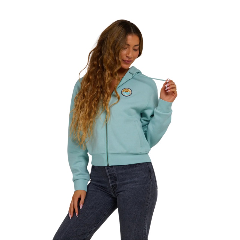 Salty Crew Sundays Hooded Zip Through Fleece XS Cloud Blue