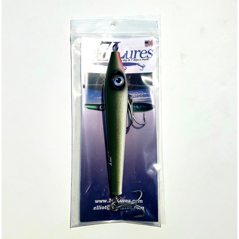 247 Lures Flipping Mullet Topwater Plug Olive Green