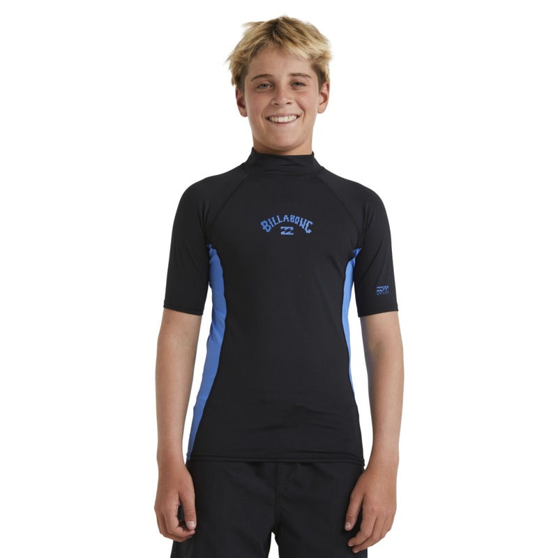 Billabong Boys Arch SS Rash Shirt L/14 Black / Summer Blue