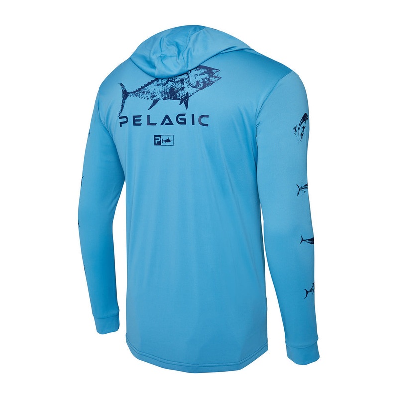 Pelagic Aquatek Gyotaku Hooded Fishing Shirt Small