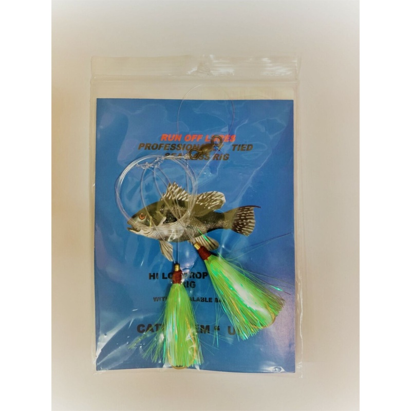 Run Off Lures Hi/Lo Drop Loop Sea Bass Rigs Green