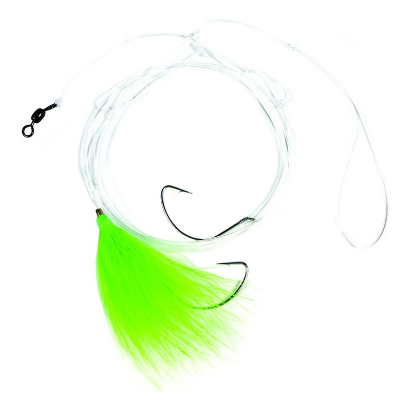 Sea Striker N8565 Fluke Hi-Lo Rig 2-2/0 Wide Gap Hooks 1 w/Bucktail Chartreuse