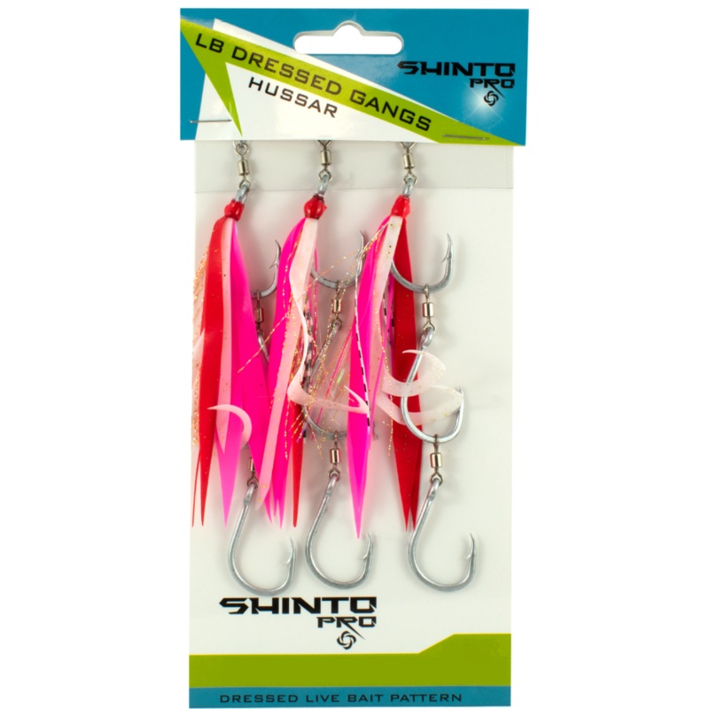 Shinto Pro Dressed Pre Ganged Live Bait Hook Sets With Swivels 11/0 Baby Red