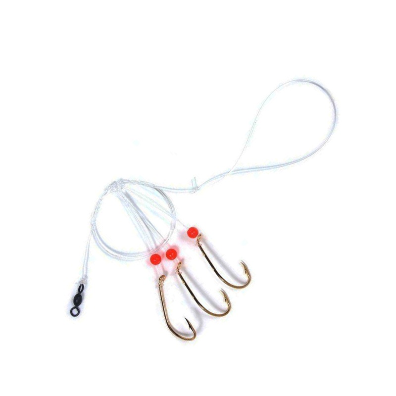 Sea Striker N8466 Sea Bass Hi-Lo Rig, 3x Gold Bait Holder Hooks w/ Red Beads #1