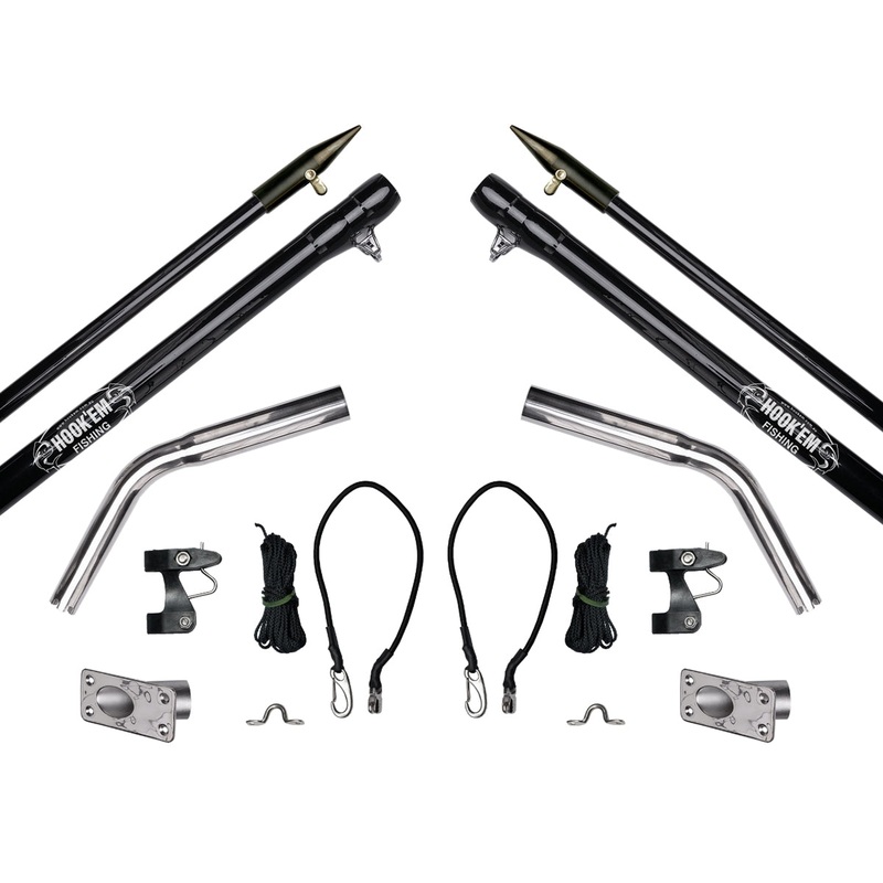 Hookem Outrigger Set with Rigging Flush Mount 4.5m 3-piece Black