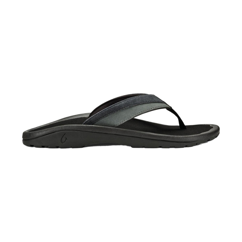 OluKai Mens ‘Ohana Koa Sandals-Lava Rock/Lava Rock 9