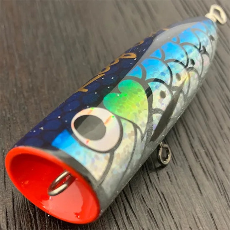 Reef Original Handmade Wood Lure – B-Type Popper 90 (Heavy Hook Type) Blue Sardine