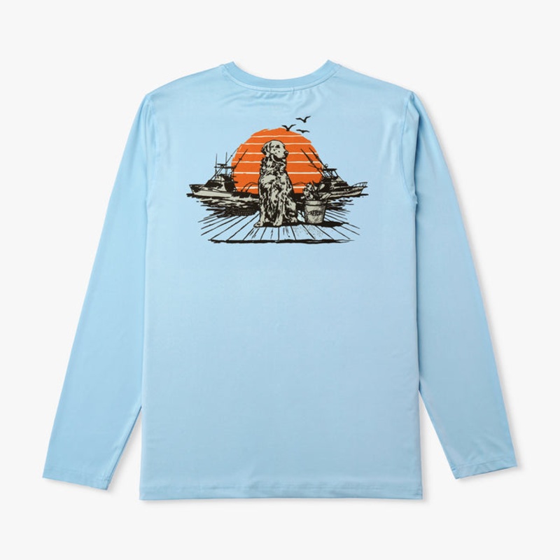 Aftco Bucket UVX Long Sleeve Sun Protection Shirt Airy Blue Small