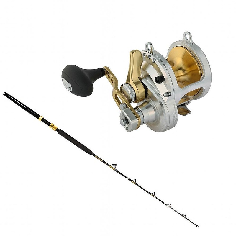 Shimano TALICA 50II LEVER DRAG 2 SPD TROLLING with STA 50-100 6′ 3PC Storabutt CHAOS Gold Combo