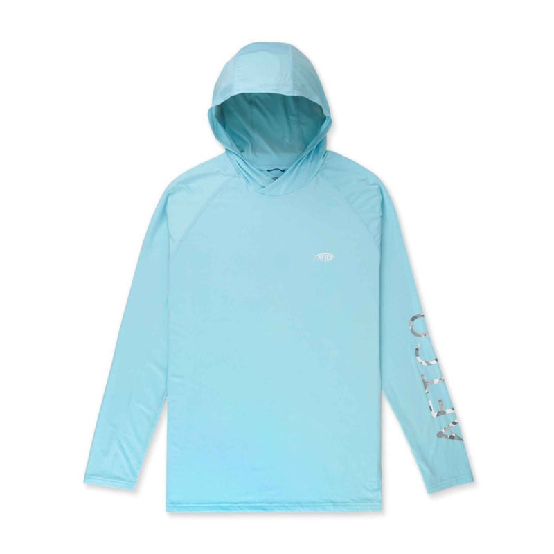 Aftco Samurai Long Sleeve Sun Protection Hoodie Clearwater Heather Small