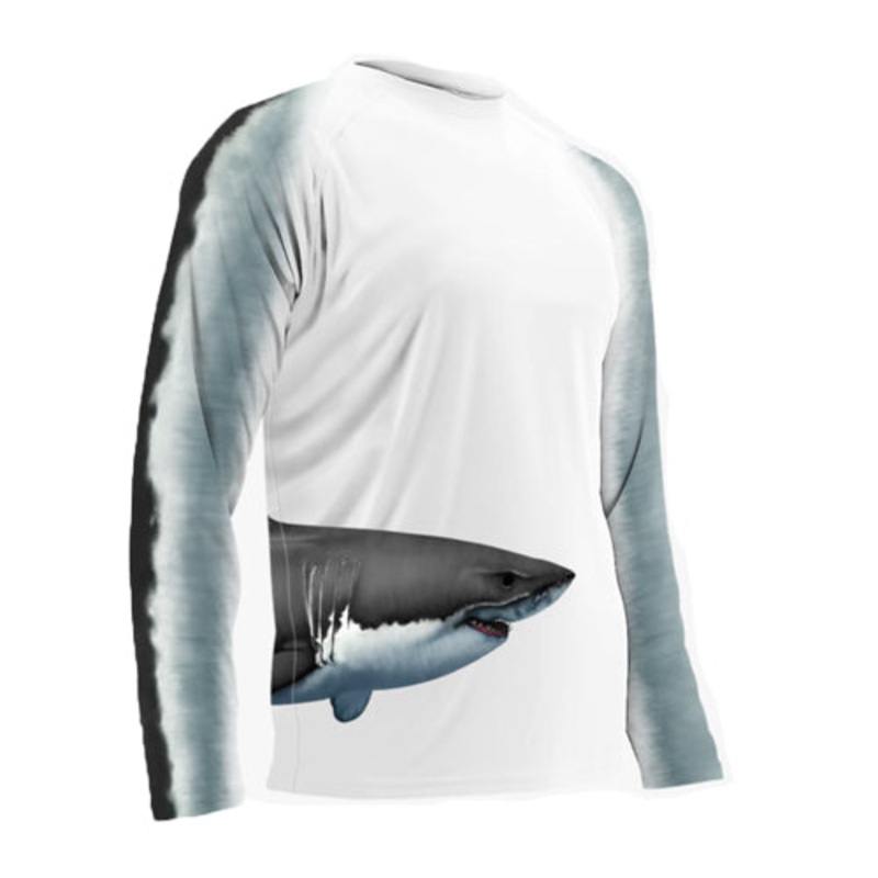 Adult L/S Great White Wrap Around Performance Shirts LARGE