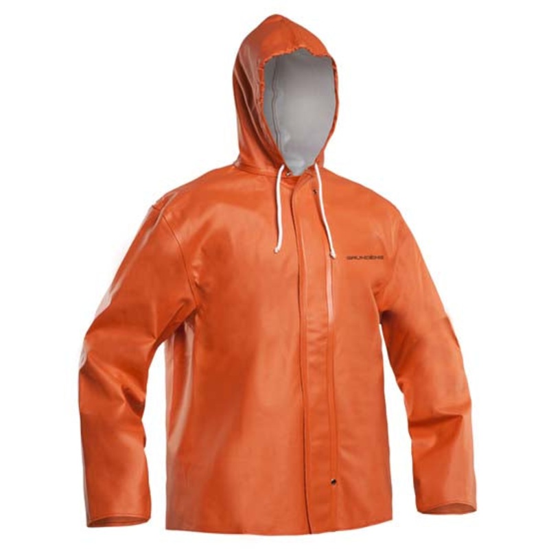 Grunden’s Clipper PVC Medium Weight Rain Jacket LARGE ORANGE