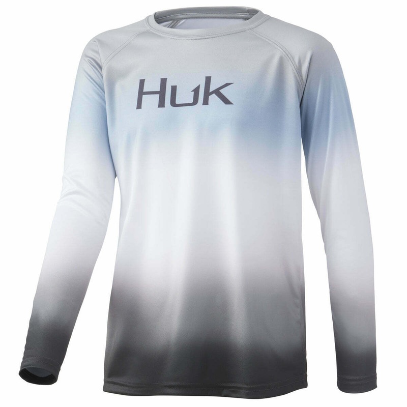 Huk Youth Flare Fade Pursuit LS Shirt H7120071 – Choose Size / Color Overcast Grey (032) Youth Medium