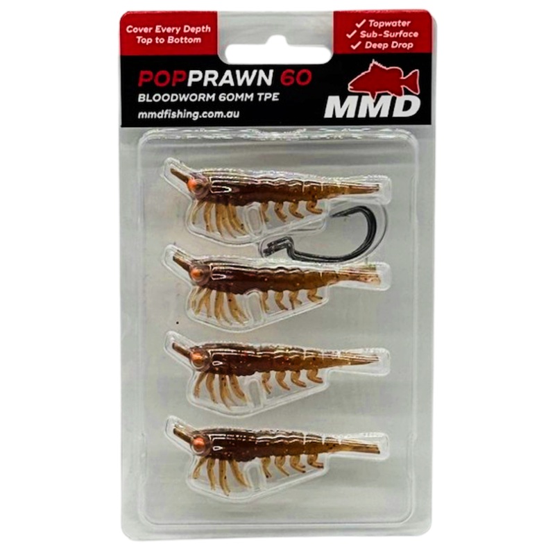 Mmd Pop Prawn Soft Plastic Lure 60Mm Bloodworm