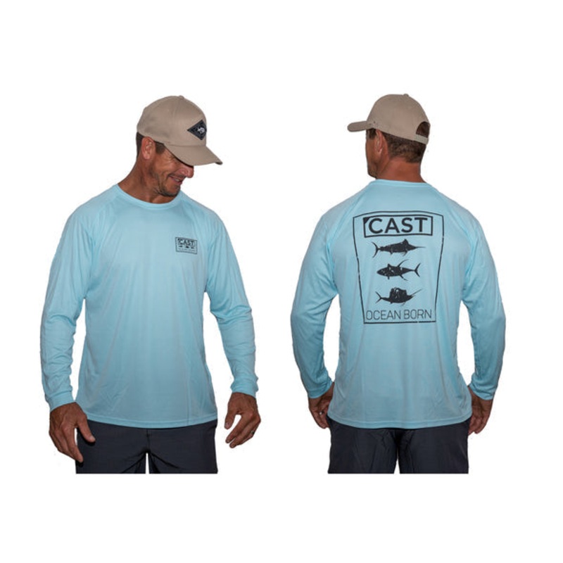 Cast Ocean Born Performance Long Sleeve Fishing Jersey Shirt Large