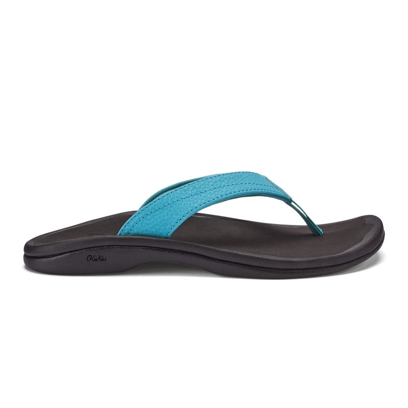 OluKai Womans ‘Ohana Sandals-Blue Mist/Black 6