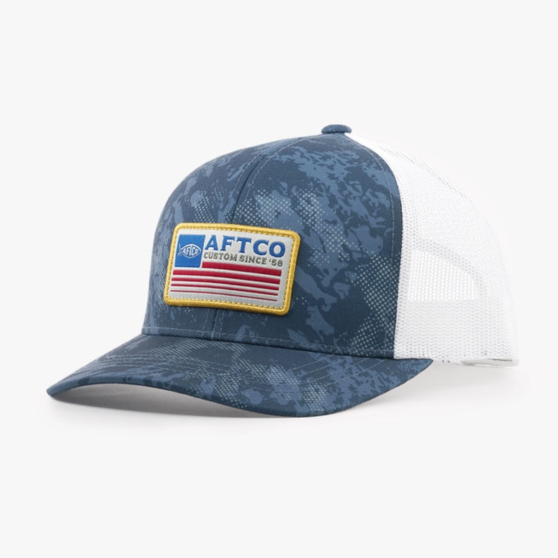 Aftco Crossbar Camo Fishing Hat Naval Storm Camo